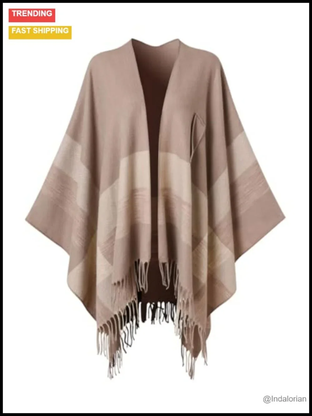 Womens Plaid Fringe Poncho Shawl Wrap Soft Cozy Winter Scarf